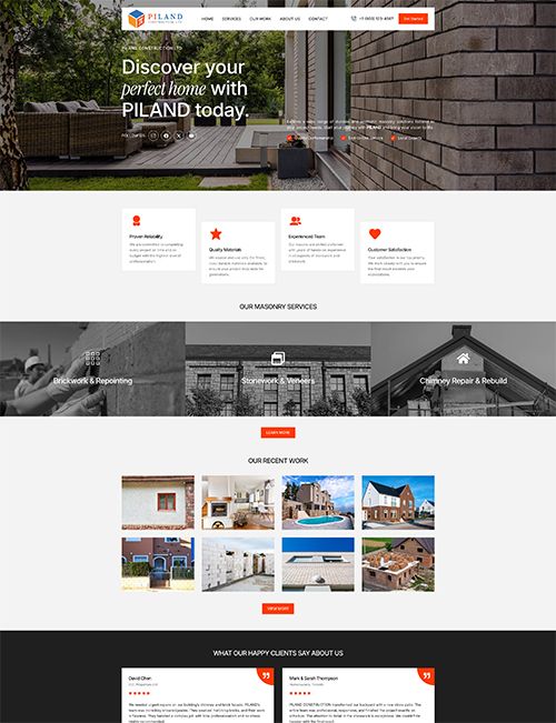 Piland Construction firması için “Web Site Tasarımı & Geliştirme” projesi