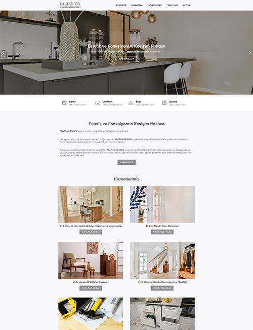 Nuvita Design firması için “Web Site Tasarımı & Geliştirme” projesi